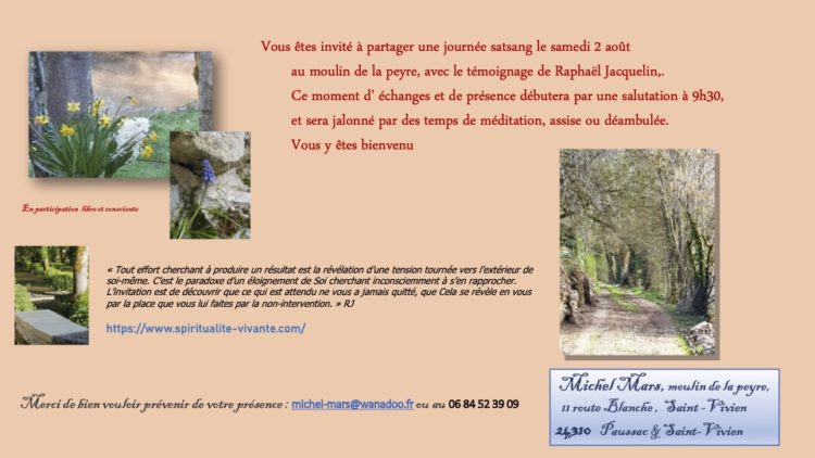 invitation satsang 2 aout 25 St Vivien